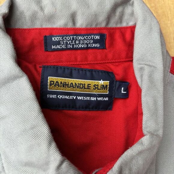 Vintage Panhandle Slim Shirt Men's Large Red Blue Button Up Western 80s - Picture 3 of 6